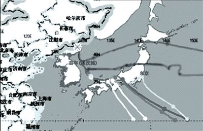 中國環(huán)保部發(fā)布的模擬軌跡圖。