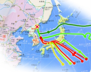 朝鮮核試驗(yàn)放射性物質(zhì)軌跡示意圖。